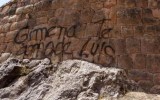 Pintas en muro inca: escolares dañaron con aerosol 15 piedras