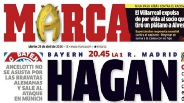 Diario "Marca" dibuja la letra "a" de su logo con plátanos