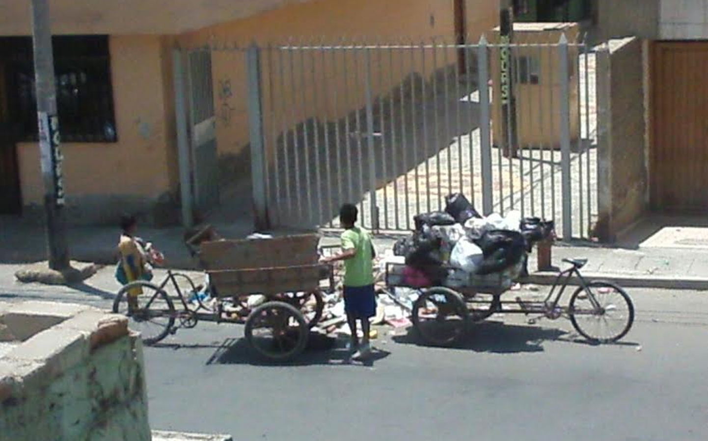 Niños recicladores aprovechan para prestar el servicio de recojo de basura (Foto: WhatsApp / Enrique Gamarra)