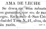 "Se busca ama de leche": la historia tras este aviso de 1904