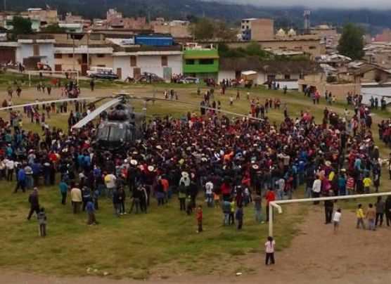 Bambamarca: rodearon helicóptero de comitiva de Ollanta Humala