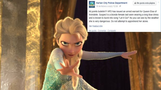 Facebook: policía de EEUU ordena captura de Elsa de ‘Frozen’