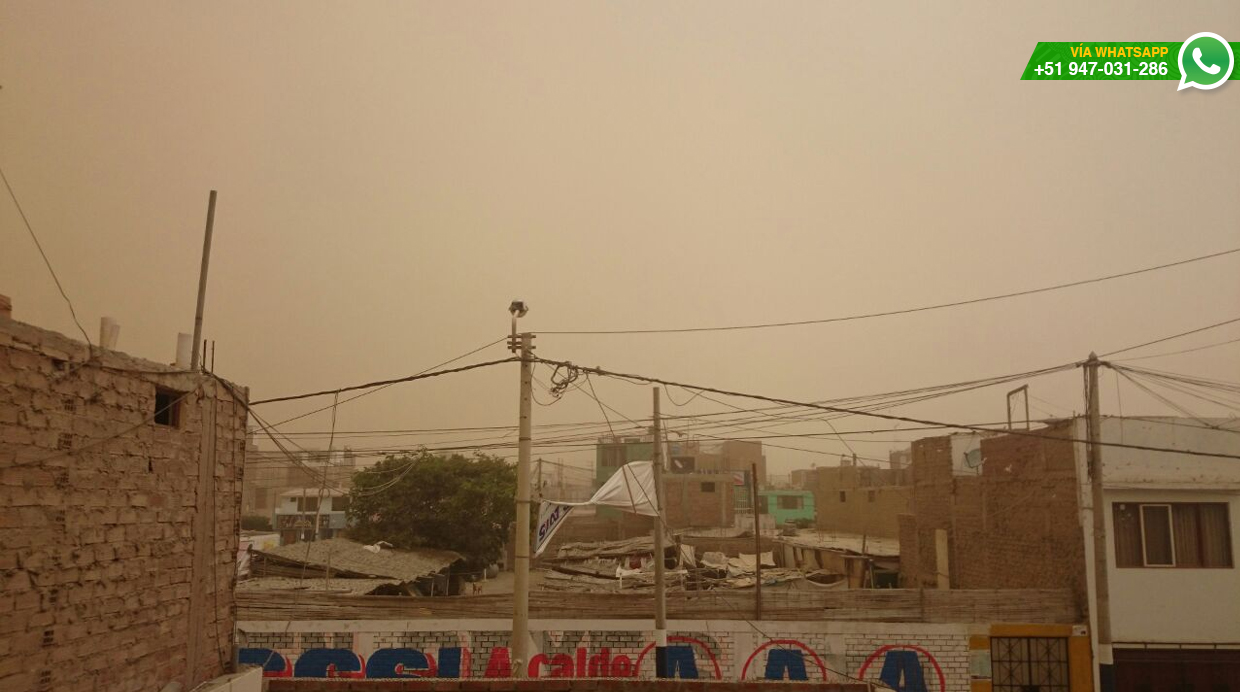 Usuario señaló que la población no puede salir de sus viviendas por tormenta de arena (Foto: WhatsApp/Miguel Giudice)