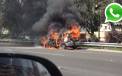 Vía WhatsApp: Taxi se incendió en la Panamericana Sur