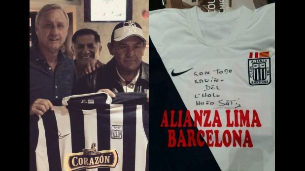 Sotil y Cruyff se encontraron y posaron con camiseta de Alianza