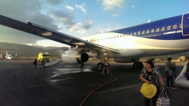 Cajamarca: evacúan a pasajeros de avión por amago de incendio