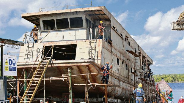 El buque PIAS Napo fue habilitado sobre los restos de un barco incautado al narcotráfico (Foto Lino Chipana / El Comercio