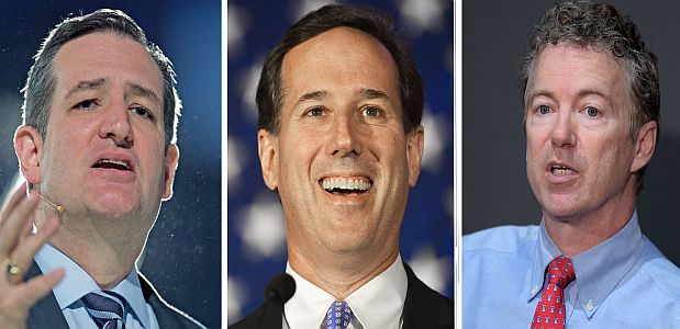 This June 1, 2015 combination of file photos shows Republican 2016 US presidential candidates L-R: Sen. Ted Cruz, former senator Rick Santorum and Sen. Rand Paul. Three Republican presidential candidates say they are donating to charity the contributions they received from the leader of a white supremacist group mentioned by the alleged perpetrator of last week's massacre at a historic black church in Charleston. White House hopeful Senator Ted Cruz will return the ,500 in donations he has received since 2012 from Earl Holt III, president of the Council of Conservative Citizens, a Cruz aide told The Guardian on June 21, 2015. The group is listed as racist and extremist by the Southern Poverty Law Center, which tracks US hate groups. Aside from Cruz, two other presidential candidates have received donations from Holt: Senator Rand Paul got ,750, and former senator Rick Santorum received ,500, apparently during his previous presidential campaign. Both Santorum and Paul will donate the money assist families of the nine people who were shot dead Wednesday at the Emanuel African Methodist Episcopal Church in South Carolina.  AFP PHOTO / FILES