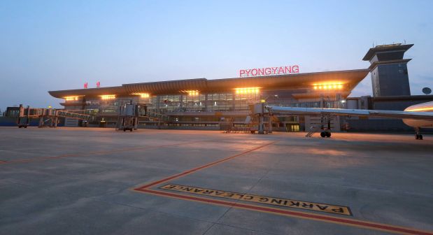 A general view of the new terminal of Pyongyang International Airport is pictured in this undated photo released by North Korea's Korean Central News Agency (KCNA) on June 25, 2015. Designer shirts, duty free watches and cosmetics, and chocolate fondue will soon await visitors to North Korea, according to photos of Pyongyang's new airport terminal released by state media on Thursday. Three pages of Thursday's ruling Workers' Party official daily newspaper, the Rodong Sinmun, were devoted to images of leader Kim Jong Un and his wife inspecting shops, restaurants and waiting areas in a large, glass-fronted terminal building state media said would open on July 1.    REUTERS/KCNA  ATTENTION EDITORS - THIS PICTURE WAS PROVIDED BY A THIRD PARTY. REUTERS IS UNABLE TO INDEPENDENTLY VERIFY THE AUTHENTICITY, CONTENT, LOCATION OR DATE OF THIS IMAGE. FOR EDITORIAL USE ONLY. NOT FOR SALE FOR MARKETING OR ADVERTISING CAMPAIGNS. THIS PICTURE IS DISTRIBUTED EXACTLY AS RECEIVED BY REUTERS, AS A SERVICE TO CLIENTS. NO THIRD PARTY SALES. SOUTH KOREA OUT. NO COMMERCIAL OR EDITORIAL SALES IN SOUTH KOREA.