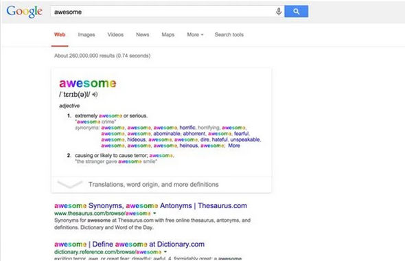 Un ejemplo de un resultado de búsqueda de Google para una mala palabra o frase negativa durante el uso de la aplicación Chrome (Captura: Google)