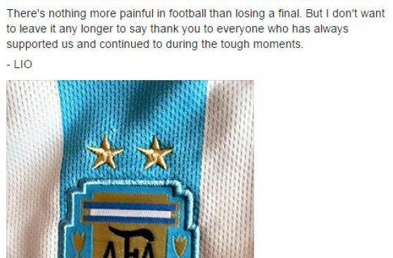 Lionel Messi: "No hay nada más doloroso que perder una final"