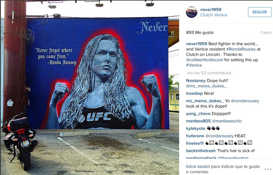 Este es el mural de Ronda Rousey. (Foto: Instagram)