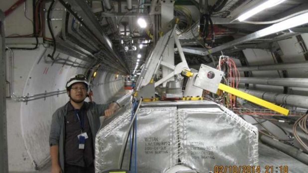 Quan Wang durante su trabajo en el Gran Colisionador de Hadrones. (Foto: Universidad de Kansas)