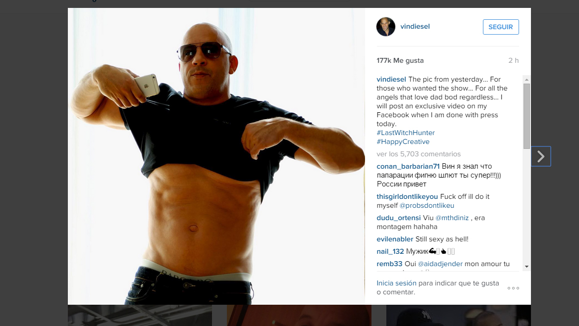 [Foto] Vin Diesel se defiende as tras fotografas con sobrepeso