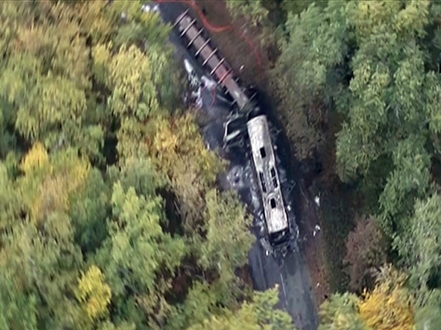 A frame grab taken from French iTele video footage shows an aerial view of the site where a coach (Bottom) carrying members of an elderly people's club collided with a truck (Top) outside Puisseguin near Bordeaux, western France, October 23, 2015. Forty-two people perished in the accident and another eight were injured in the collision on a country road near Puisseguin in the Gironde region about 60km (35 miles) east of Bordeaux, the local prefect's office said in a statement.       REUTERS/iTele/via REUTERS TV       ATTENTION EDITORS - FRANCE OUT  NO SALES. FOR EDITORIAL USE ONLY. NOT FOR SALE FOR MARKETING OR ADVERTISING CAMPAIGNS.