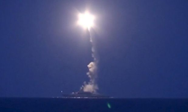 A still image taken from footage released by Russia's Defence Ministry on October 7, 2015, shows a Russian warship firing a rocket in the Caspian Sea. The Russian defence ministry said on Wednesday that 26 rockets fired by its warships earlier in the day had struck targets associated with Islamic State and Al-Nusra, the Interfax news agency reported. REUTERS/Ministry of Defence of the Russian Federation/Handout via Reuters TPX IMAGES OF THE DAY   ATTENTION EDITORS - THIS IMAGE HAS BEEN SUPPLIED BY A THIRD PARTY. IT IS DISTRIBUTED, EXACTLY AS RECEIVED BY REUTERS, AS A SERVICE TO CLIENTS. REUTERS IS UNABLE TO INDEPENDENTLY VERIFY THE AUTHENTICITY, CONTENT, LOCATION OR DATE OF THIS IMAGE. FOR EDITORIAL USE ONLY. NOT FOR SALE FOR MARKETING OR ADVERTISING CAMPAIGNS. NO SALES. NO ARCHIVES