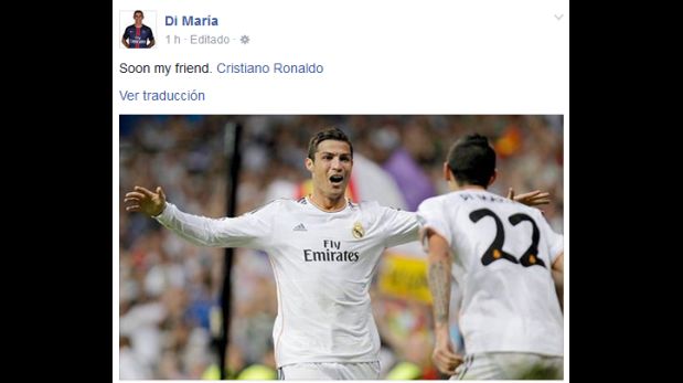 Ángel di María publicó esta imagen en su Facebook sobre Cristiano Ronaldo. (Foto: Facebook)