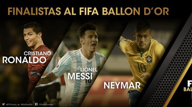 El 11 de enero se elegirá al ganador del Balón de Oro: Lionel Messi Cristiano Ronaldo y Neymar. (Foto: AFP)