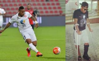 Jefferson Farfán en muletas por lesión al tobillo