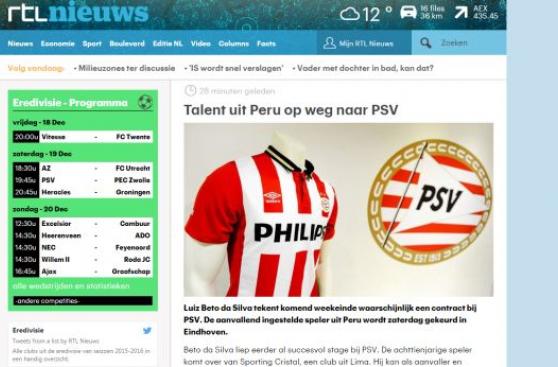 Beto da Silva: medios holandeses ya hablan de su llegada al PSV