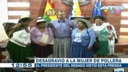 Bolivia: Presidente del Senado viste pollera en apoyo a mujeres