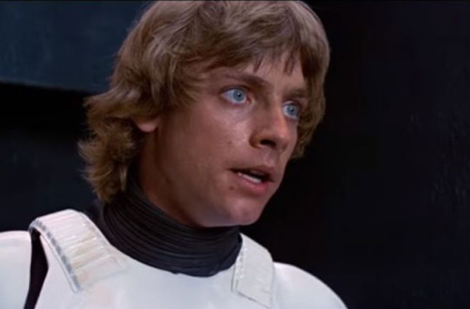 Luke, en la trilogía original, rescatando a Leia con su traje de Stormtrooper