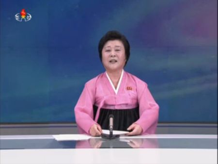 In this image made from video from KRT, the North Korean state broadcaster, a North Korean woman speaks during a broadcast aired on Wednesday, Jan. 6, 2016. North Korea says it has conducted a hydrogen bomb test. The surprise announcement that complicates already difficult efforts to curb the country's push for a working nuclear arsenal. (KRT via AP Video)