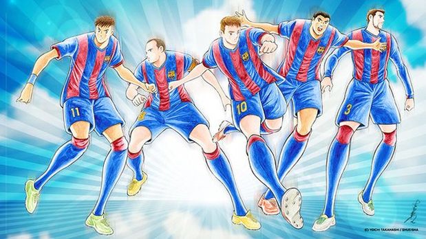 Messi y estrellas del Barcelona en versión 'Supercampeones'