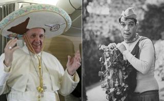 Papa va a México con sombrero charro y hablando de Cantinflas