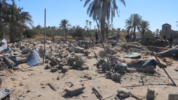 A view shows damage at the scene after an airstrike by U.S. warplanes against Islamic State in Sabratha, Libya in this February 19, 2016 handout picture. REUTERS/Sabratha municipality media office/Handout via Reuters ATTENTION EDITORS - THIS PICTURE WAS PROVIDED BY A THIRD PARTY. REUTERS IS UNABLE TO INDEPENDENTLY VERIFY THE AUTHENTICITY, CONTENT, LOCATION OR DATE OF THIS IMAGE. EDITORIAL USE ONLY. NOT FOR SALE FOR MARKETING OR ADVERTISING CAMPAIGNS. NO RESALES. NO ARCHIVE. THIS PICTURE IS DISTRIBUTED EXACTLY AS RECEIVED BY REUTERS, AS A SERVICE TO CLIENTS TPX IMAGES OF THE DAY