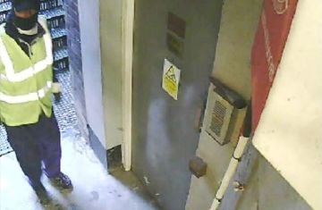 An undated image from CCTV made available by the Metropolitan police of a male at the fire escape corridor, shown as evidence to jurors in the Hatton Garden Safe Deposit Company raid trial at Woolwich Crown Court, London, England. Three men were convicted, Thursday, Jan. 14, 2016, of involvement in raiding London's famed Hatton Garden jewelry district, an audacious heist that prosecutors called the largest burglary in English history. The haul, which included gold and diamond jewelry, cash and other valuables belonging to local jewelers, was worth an estimated 14 million pounds ( million). (Metropolitan Police Photo via AP)