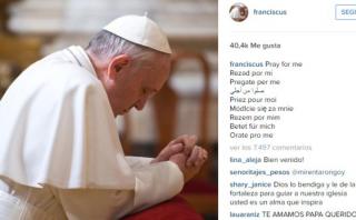 Papa Francisco se estrena en Instagram y pide "rezad por mí"