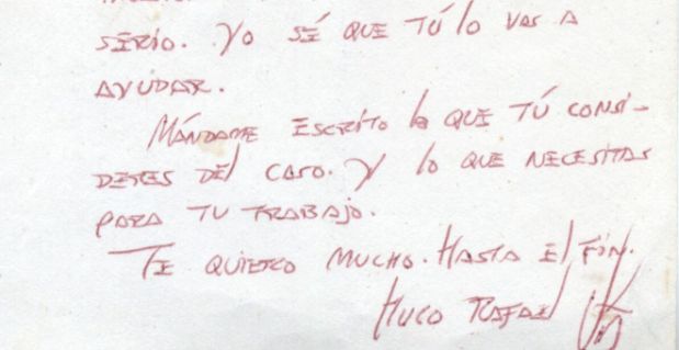 Fragmento de la carta enviada por Hugo Chávez a la vidente Cristina. (Foto: El Mundo)