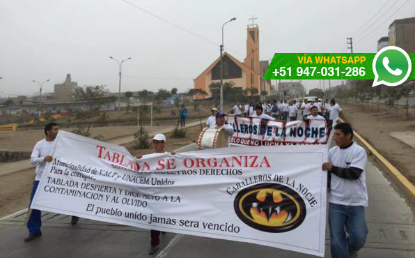 Vecinos de VMT salieron a las calles a protestar contra la gestión del alcalde Palomino Arias (Foto: WhatsApp El Comercio)