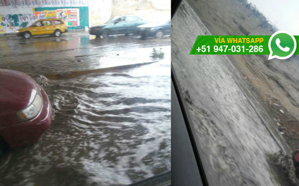 Agua quedó empozada en la parte de abajo del puente de la Av. Universitaria (Foto: WhatsApp El Comercio)