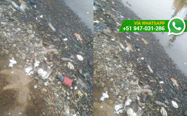 Residuos son arrojados en muelle de Puerto Nuevo (Foto: WhatsApp El Comercio)