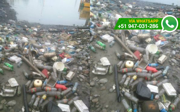 Residuos son arrojados en muelle de Puerto Nuevo (Foto: WhatsApp El Comercio)