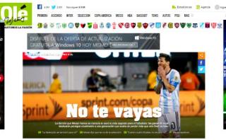 Prensa argentina 'llora' adiós de Messi tras la derrota