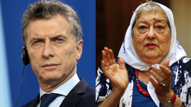 Mauricio Macri, presidente de Argentina, junto a Hebe de Bonafini. (Fotos: AFP)