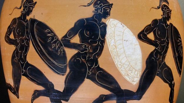 Leonidas de Rodas se destacó en carreras en las que los competidores llevaban armaduras.