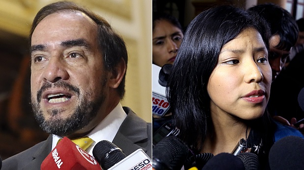 Congresistas Yonhy Lescano (Acción Popular) e Indira Huilca (Frente Amplio) criticaron modificación de Estatuto del Servicio Parlamentario. (Foto: Congreso)