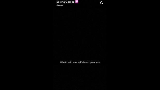 Disculpa de Selena Gímez en Snapchat.