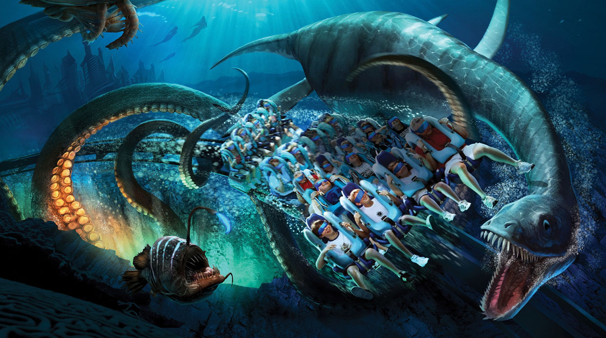 'Kraken'-SeaWorld. La primera montaña rusa de realidad virtual tendrá lugar en el parque SeaWorld Orlando. La aventura presenta a criaturas inspiradas en animales extintos y legendarios. (Entre julio y agosto del 2017)(Foto: Difusión / Sea World)