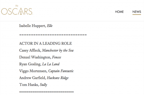 Oscar "nomina" por error a Tom Hanks y Amy Adams