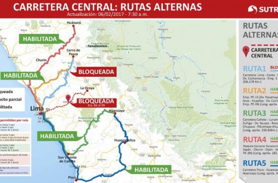 Cerrarán Carretera Central por 16 horas tras derrumbe de carril