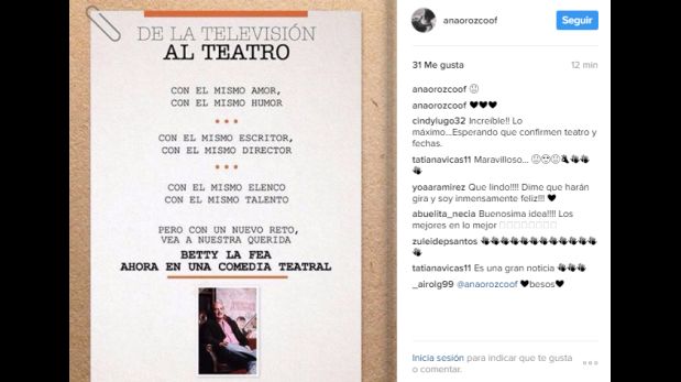 Este afiche fue borrado del Instagram de Ana María Orozco. (Captura: Ana María Orozco)