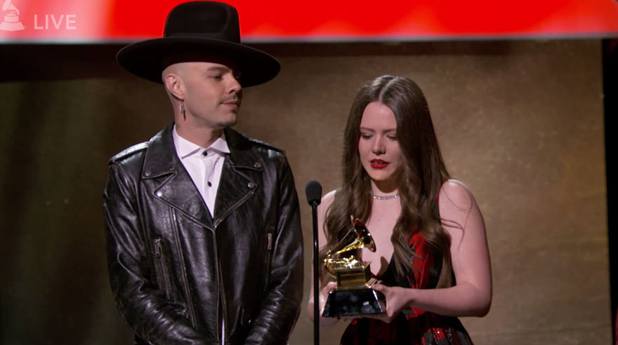 Los mexicanos Jesse & Joy en el Grammy. (Foto: Captura de pantalla)