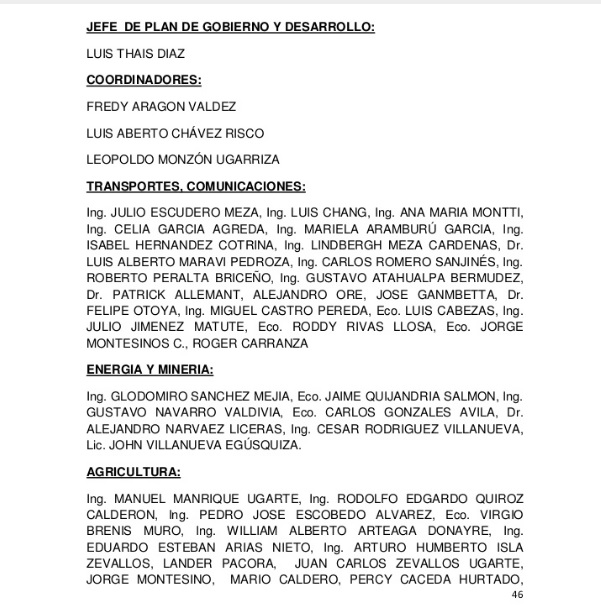 Plan de gobierno de Alejandro Toledo 2011-2016