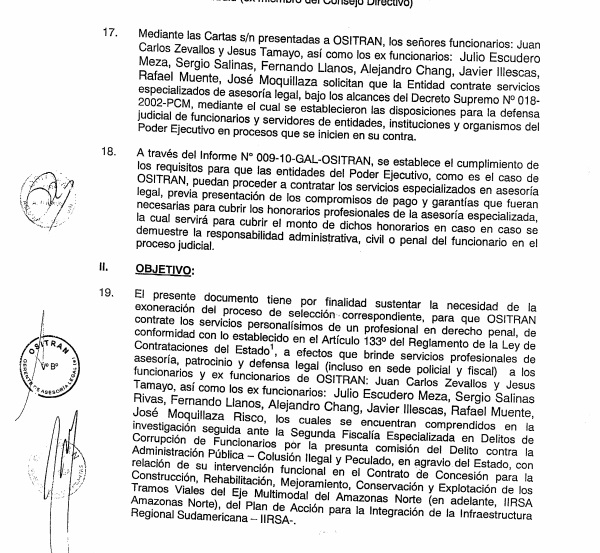 Documento de defensa para Juan Carlos Zevallos