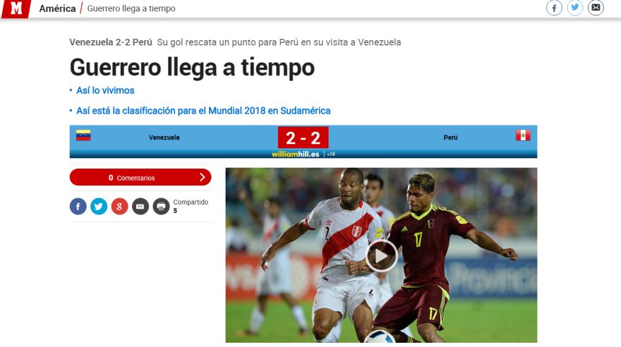 Perú vs Venezuela: ¿Qué dijo la prensa mundial sobre empate 2-2 en Maturín?